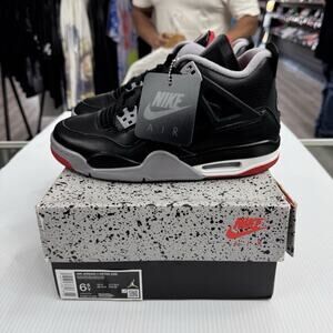 Size 6.5Y- Air Jordan 4 Retro GS Bred Reimagined
